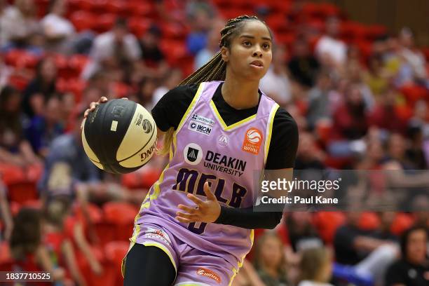 Jordin Canada of the Boomers in action during the WNBL match between Perth Lynx and Melbourne Boomers at Bendat Basketball Stadium, on December 07 in...