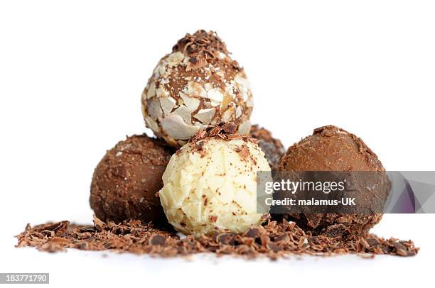 hand made chocolate truffles - chocolate truffle stock pictures, royalty-free photos & images