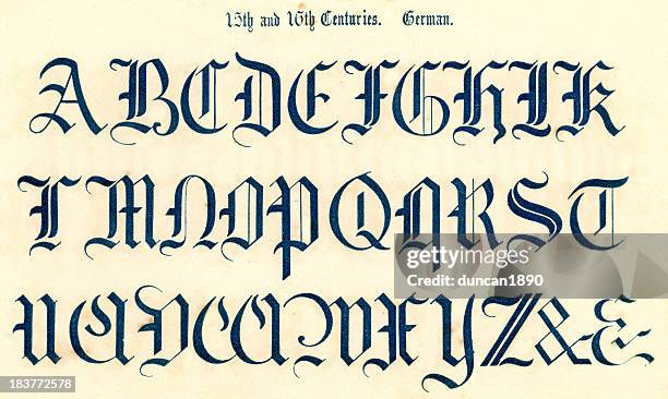 15th and 16th century style alphabet - f 16 stock illustrations