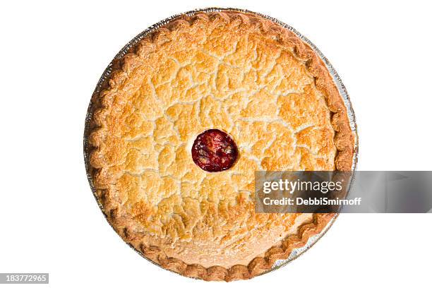 whole cherry pie overhead - cherry pie stockfoto's en -beelden