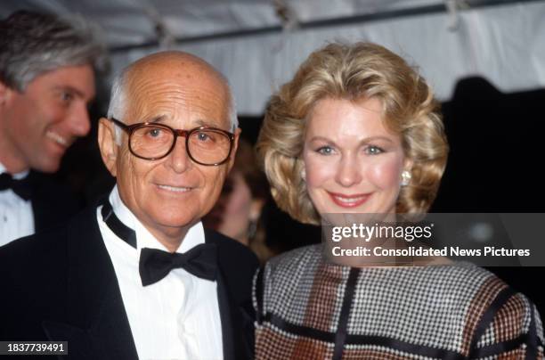 View of American married couple, TV producer Norman Lear and filmmaker Lyn Lear, as they arrive for the American Film Institute gala, Washington DC,...