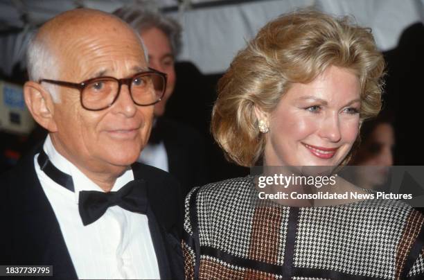 View of American married couple, TV producer Norman Lear and filmmaker Lyn Lear, as they arrive for the American Film Institute gala, Washington DC,...