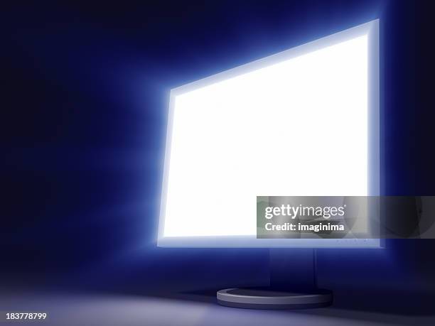 glowing lcd panel - monitor flat screen stock pictures, royalty-free photos & images