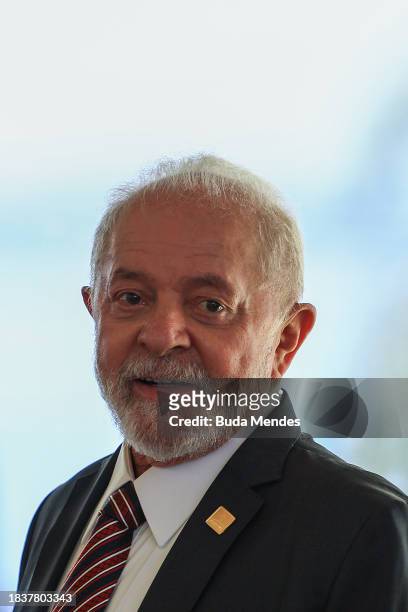 Brazilian President Luiz Inacio Lula da Silva looks on during the 63rd Summit of Heads of State of Mercosur and Associated States at Museum of...