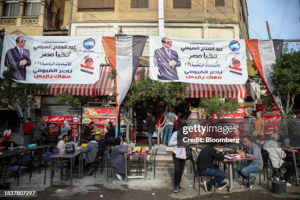 Election Banners for Abdel-Fattah El-Sisi, Egypt's president, in Heliopolis district during the presidential election in Cairo, Egypt, on Sunday,...