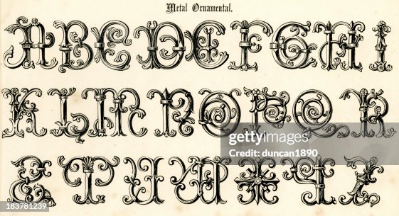 Metal Script Writing Retro Metal Ornamental Script High-Res Vector Graphic - Getty Images