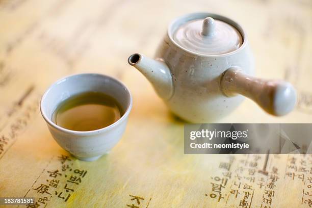 green tea - korean language stock pictures, royalty-free photos & images
