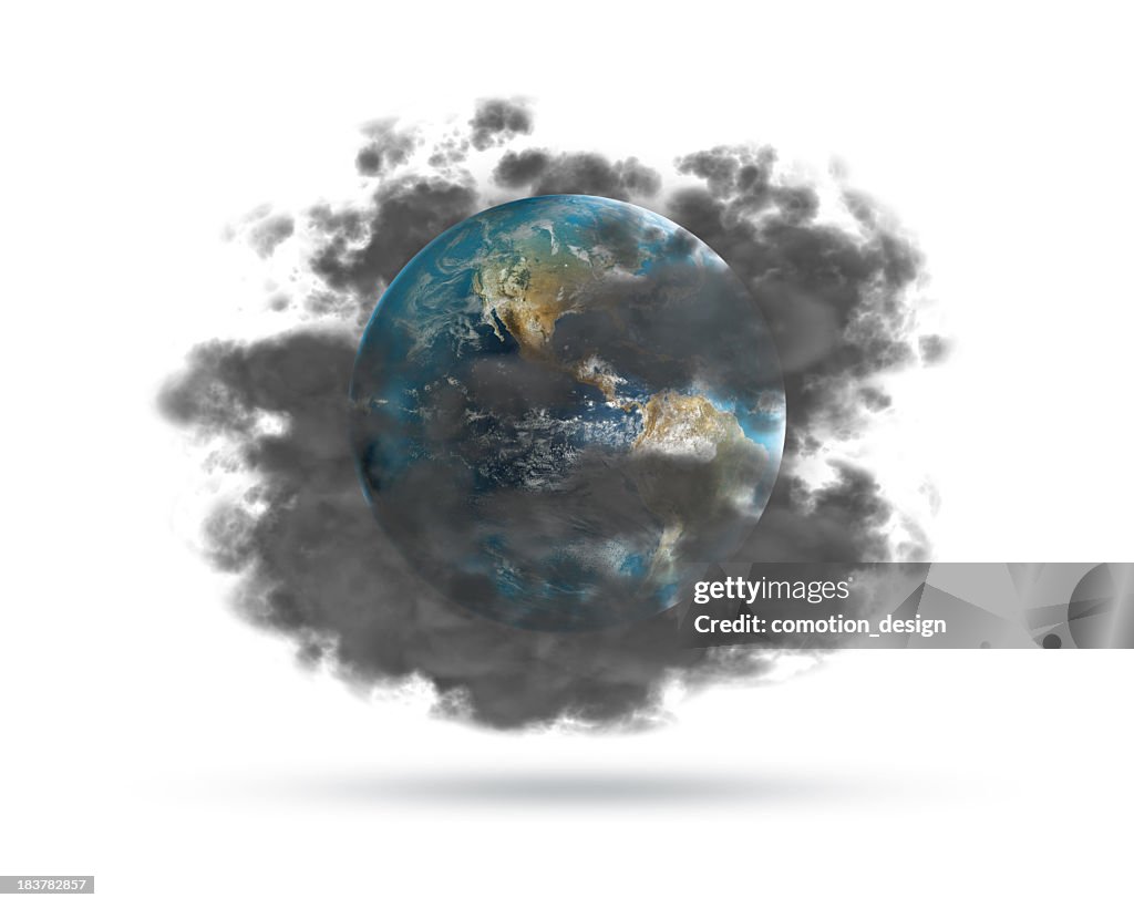 The earth hidden behind a cloud of pollution