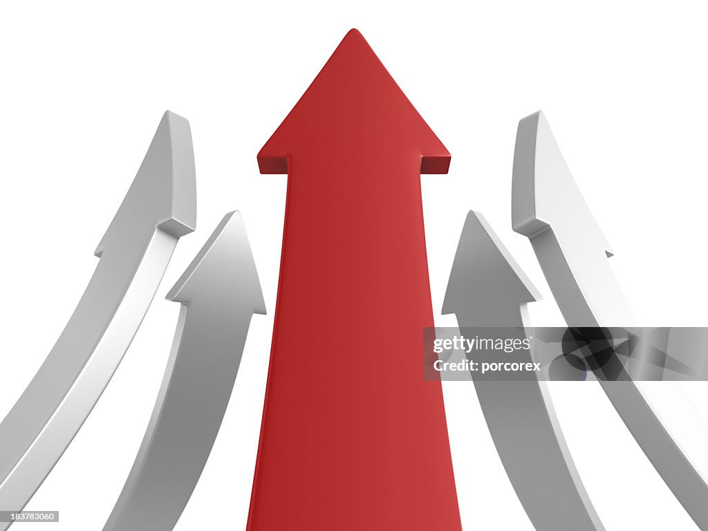Red and white arrows pointing upward