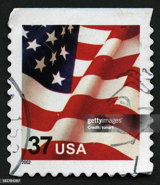 amerikanische flagge - briefmarke stock-fotos und bilder