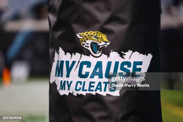 Detailed view of the NFL My Cause My Cleats logo prior to an NFL football game between the Cincinnati Bengals and the Jacksonville Jaguars at...