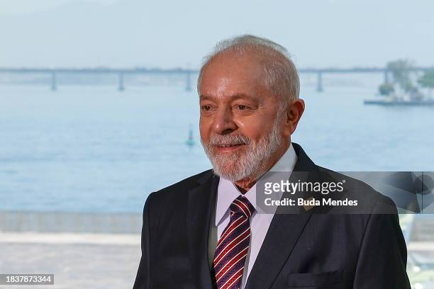 Brazilian President Luiz Inacio Lula da Silva looks on during the 63rd Summit of Heads of State of Mercosur and Associated States at Museum of...