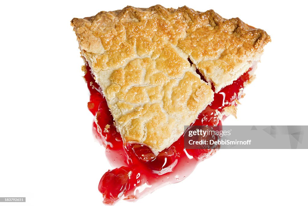 Overhead Cherry Pie Slice Isolated