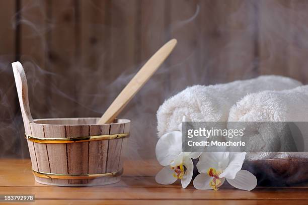 sauna equipment with steam - steam room stock pictures, royalty-free photos & images