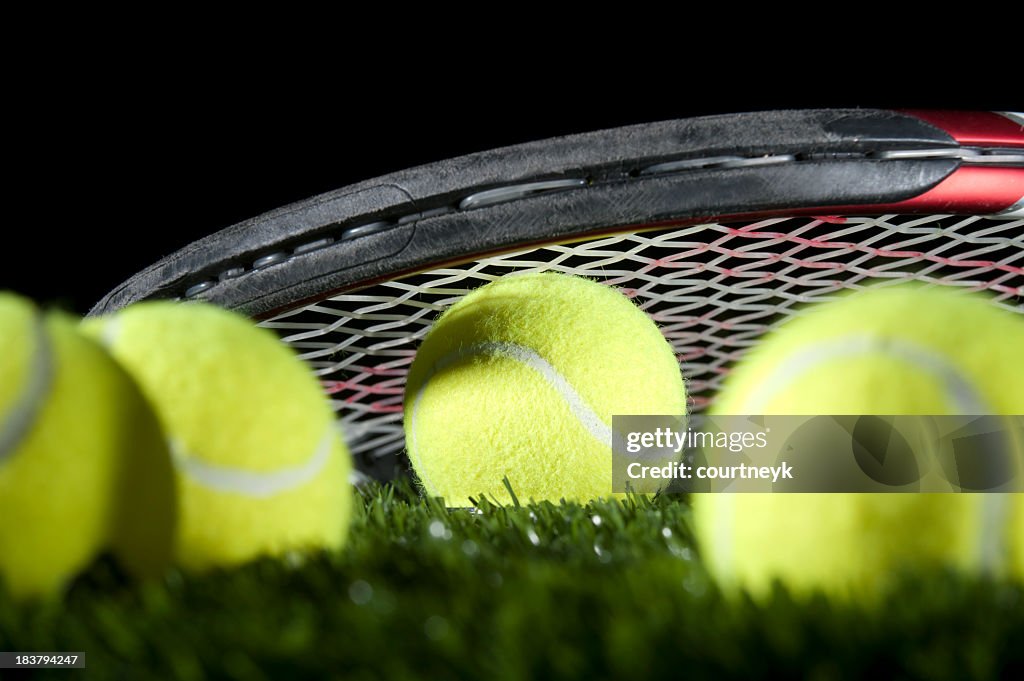 Tennis racquet and balls