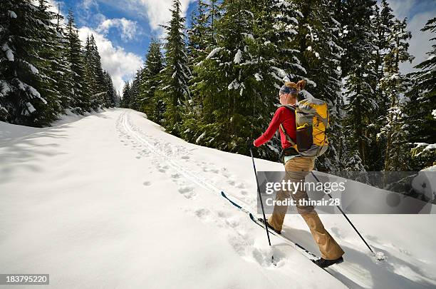 mujer esquí de fondo - nordic skiing event fotografías e imágenes de stock