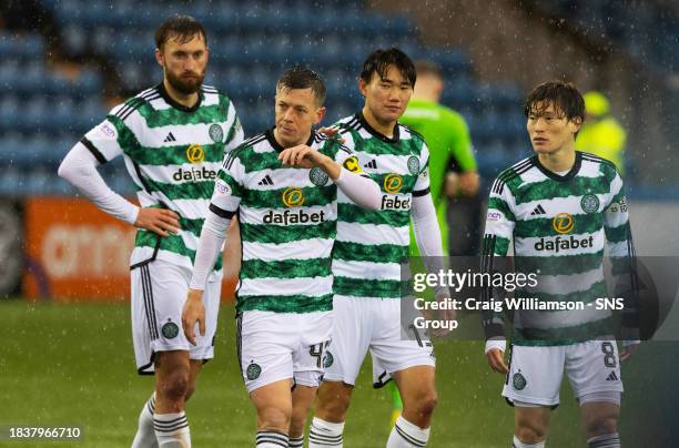 Celtic's Nat Phillips, Callum McGregor, Yang Hyun-Jun and Kyogo Furuhashi, during a cinch Premiership match between Kilmarnock and Celtic at Rugby...