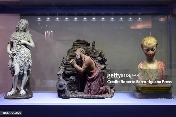 General view during the exhibition preview of "Pulcherrima Testimonia" at The Hall of Donatello at Basilica San Lorenzo on December 07, 2023 in...