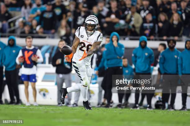 Turner II of the Cincinnati Bengals makes a catch during an NFL football game against the Jacksonville Jaguars at EverBank Stadium on December 4,...