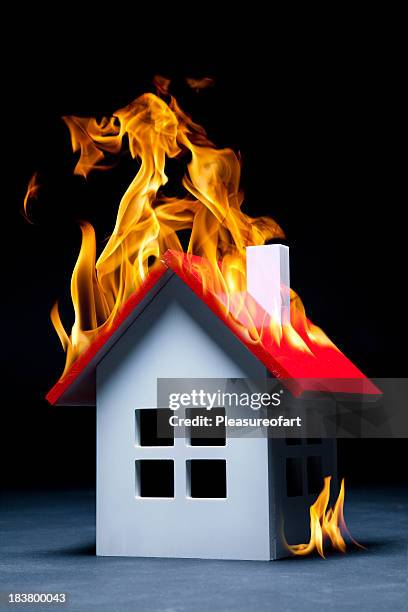 house on fire - inferno stock pictures, royalty-free photos & images