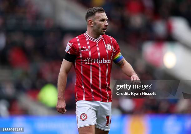 Andreas Weimann of Bristol City looks on during the Sky Bet Championship match between Bristol City and Norwich City at Ashton Gate on December 03,...