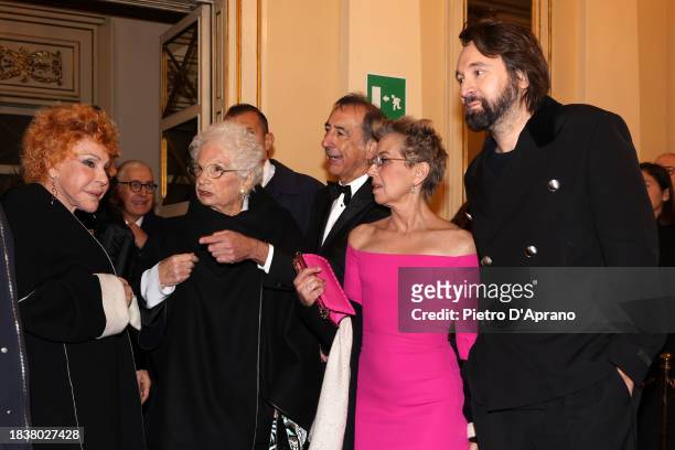 Ornella Vanoni, Liliana Segre, Beppe Sala, Concita De Gregorio and Francesco Vezzoli attend the 2023/2024 Season Inauguration at Teatro Alla Scala on...