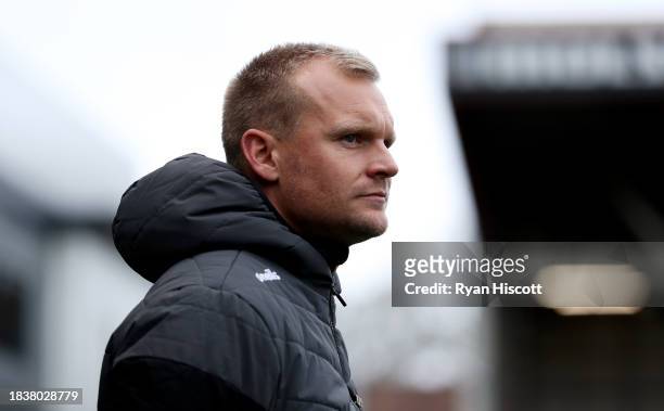Liam Manning, Manager of Bristol City, looks on prior to the Sky Bet Championship match between Bristol City and Norwich City at Ashton Gate on...