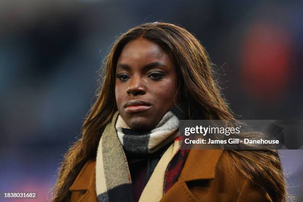 Amazon Prime pundit Eni Aluko during the Premier League match between Aston Villa and Manchester City at Villa Park on December 06, 2023 in...
