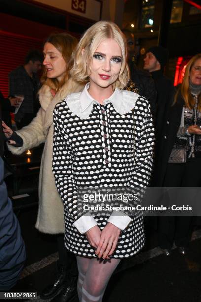 Lucy Boynton attends the CHANEL Metiers D'Art Show on December 07, 2023 in Manchester, England.