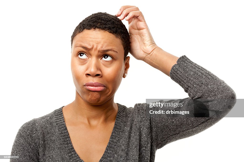 Confused Young Woman Scratching Head