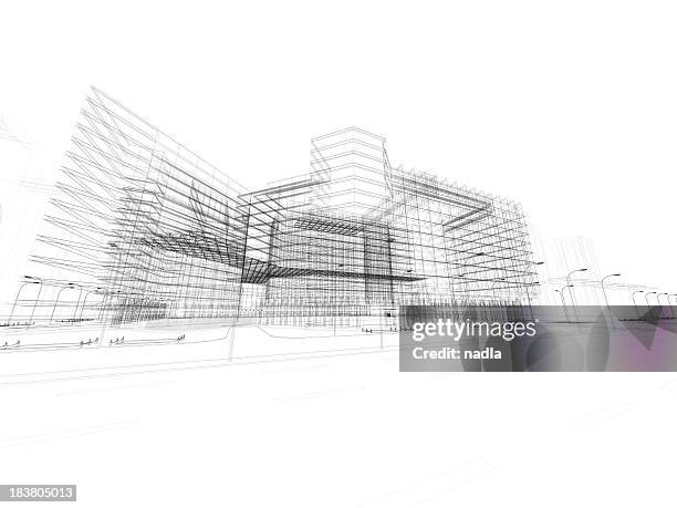 3d architecture abstract - architecture sketch stock pictures, royalty-free photos & images