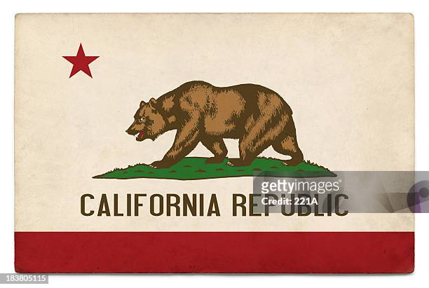 grunge us state flag on white: california - california bear stock pictures, royalty-free photos & images