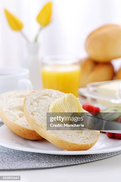 butter and bread - bread butter stock pictures, royalty-free photos & images