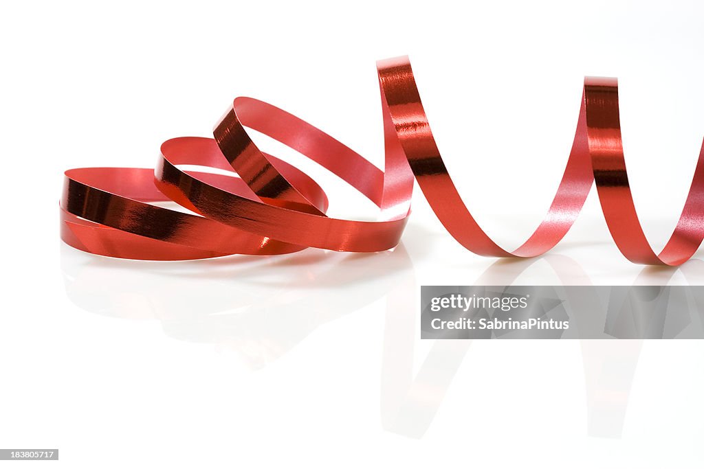 Red ribbon on white