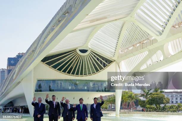 Alberto Fernandez, President of Argentina, Santiago Pena Palacios, President of Paraguay, Luiz Inacio Lula da Silva, President of Brazil, Luis...