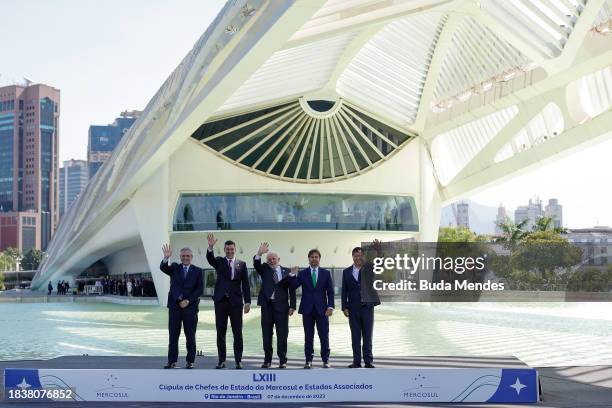 Alberto Fernandez, President of Argentina, Santiago Pena Palacios, President of Paraguay, Luiz Inacio Lula da Silva, President of Brazil, Luis...