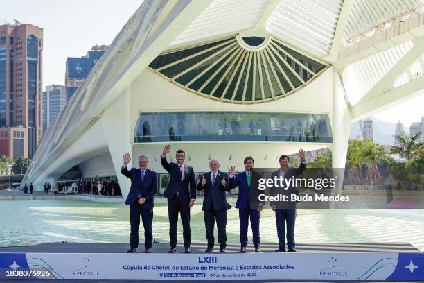 Alberto Fernandez, President of Argentina, Santiago Pena Palacios, President of Paraguay, Luiz Inacio Lula da Silva, President of Brazil, Luis...