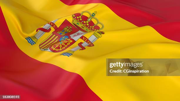 a majestic red and yellow spanish flag - spanish flag stock pictures, royalty-free photos & images