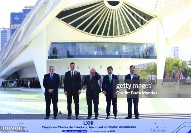 Alberto Fernandez, President of Argentina, Santiago Pena Palacios, President of Paraguay, Luiz Inacio Lula da Silva, President of Brazil, Luis...