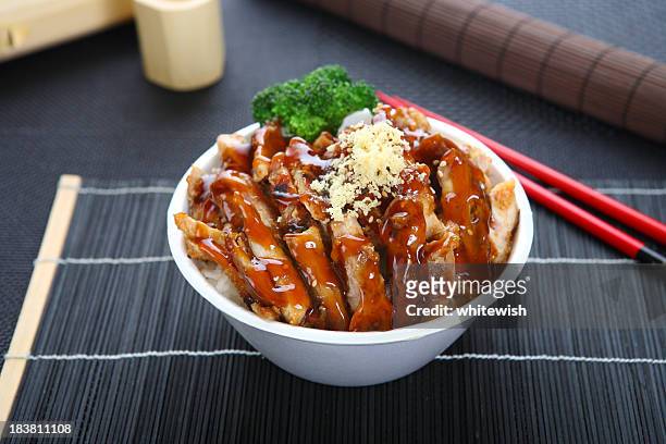 chicken teriyaki bowl - teriyaki stock pictures, royalty-free photos & images