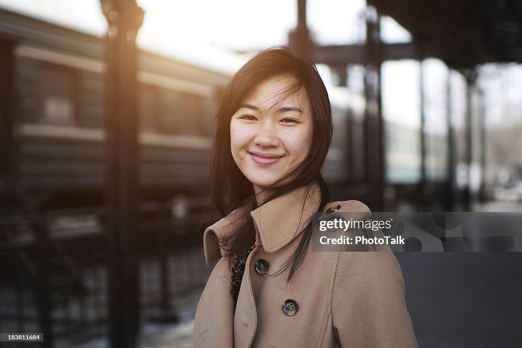 Young Woman in Railway Station - XLarge