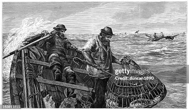 illustrations, cliparts, dessins animés et icônes de crabbers - filet de pêche industrielle
