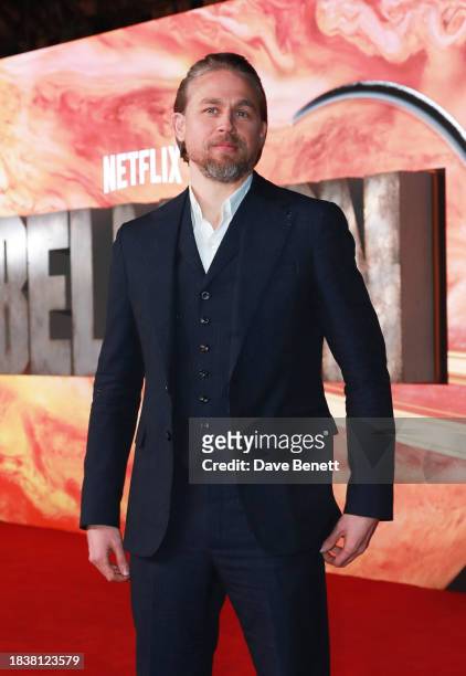 Charlie Hunnam attends the London Premiere of "Rebel Moon - Part One: A Child Of Fire" at the BFI IMAX Waterloo on December 07, 2023 in London,...