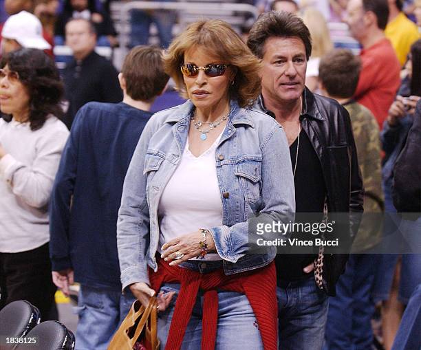 March 5: Actress Raquel Welch and husband Richard Palmer attend the game between the Los Angeles Lakers and the Philadelphia 76ers on March 9, 2003...