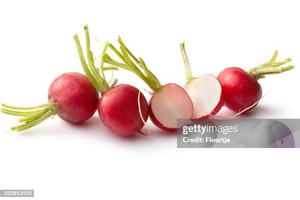 vegetables: radish isolated on white background - radijs stockfoto's en -beelden