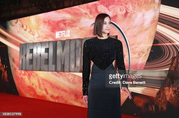 Sofia Boutella attends the London Premiere of "Rebel Moon - Part One: A Child Of Fire" at the BFI IMAX Waterloo on December 07, 2023 in London,...