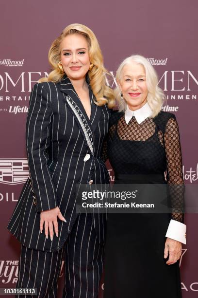 Adele and Helen Mirren attend The Hollywood Reporter's Women In Entertainment 2023 at The Beverly Hills Hotel on December 07, 2023 in Los Angeles,...