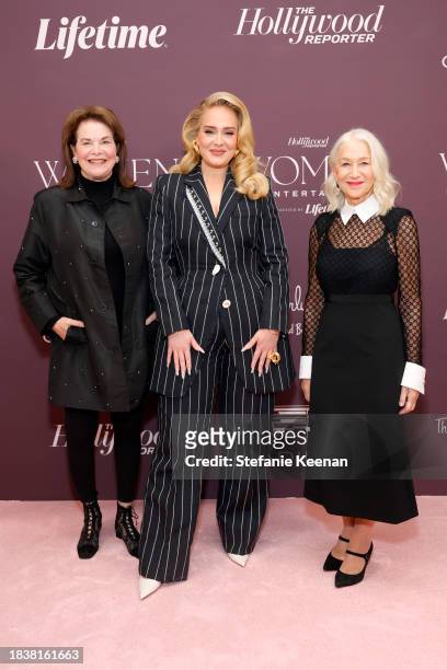 Sherry Lansing, Adele, and Helen Mirren attend The Hollywood Reporter's Women In Entertainment 2023 at The Beverly Hills Hotel on December 07, 2023...
