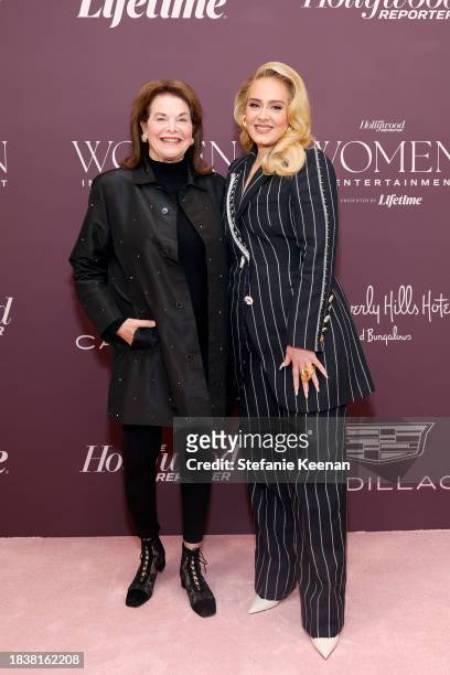 Sherry Lansing and Adele attend The Hollywood Reporter's Women In Entertainment 2023 at The Beverly Hills Hotel on December 07, 2023 in Los Angeles,...
