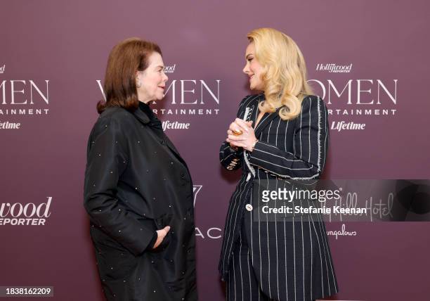 Sherry Lansing and Adele attend The Hollywood Reporter's Women In Entertainment 2023 at The Beverly Hills Hotel on December 07, 2023 in Los Angeles,...